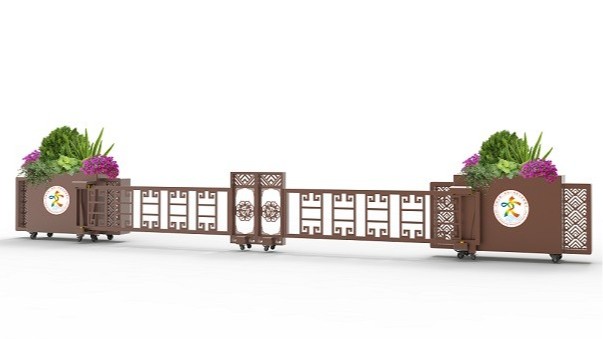 三兔共耳卷草纹版花箱单体背面.733